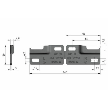 Chapa colgador Libra H11 140x39mm doble recortable