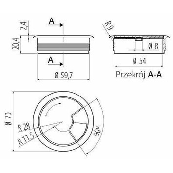 Pasacables diametro Ø60mm gris