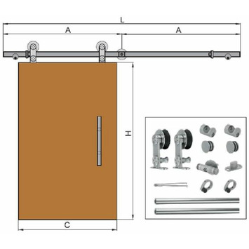 Sistema corredera puerta madera ø25+2T