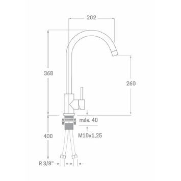 Grifo monomando cocina PLENUM inox cepillado