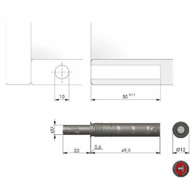 Pulsador K-PUSH embutir 20 mm STRONG magnet Gris