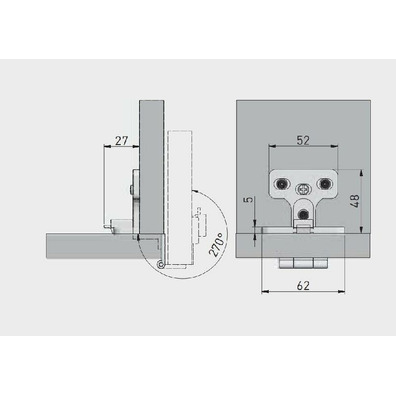 Bisagra 270º recta