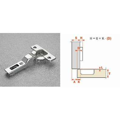 Bisagra SALICE acodada tetón 10mm C2B6G99