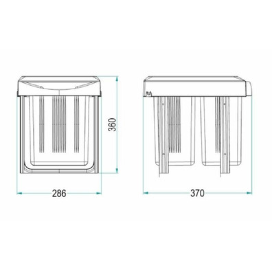 Cubo basura extraíble 2x8 litros antracita