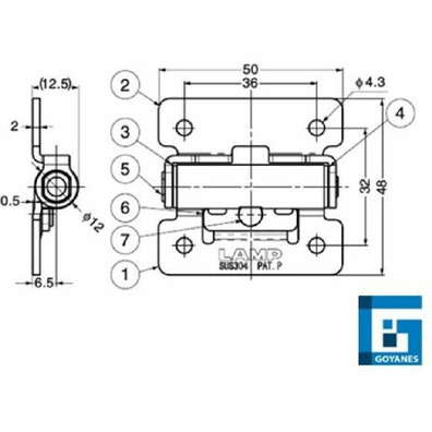 Bisagra friccionada INOX304 15,3kg.cm HG-TS15