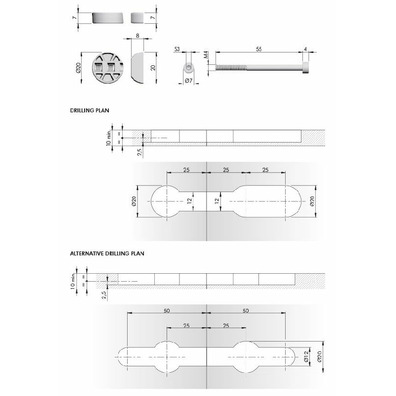 Herraje union encimera Ø20mm grosor mínimo