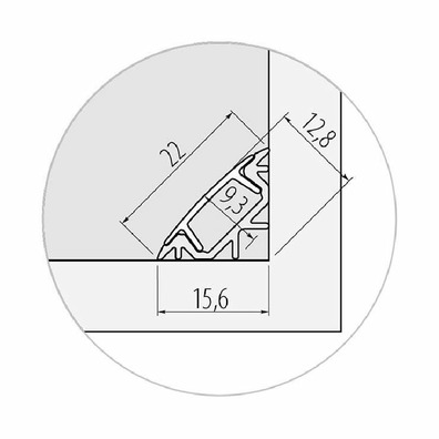 Perfil esquina led aluminio 2000mm 15,6x15,6
