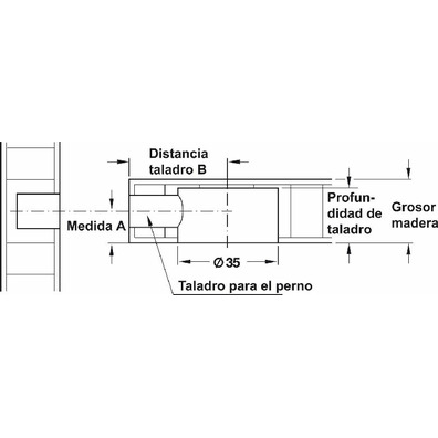 Perno de unión, Häfele Maxifix S35, con rosca M6