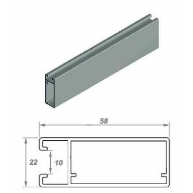 Perfil armario BT60 blanco 2700mm