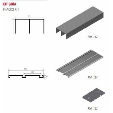 Kit conjunto guías GS80mm melamina blanca 3m.