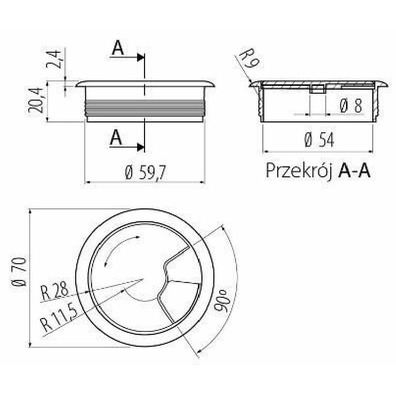 Pasacables diametro Ø60mm blanco