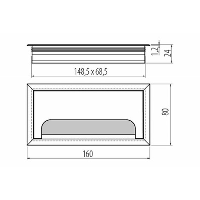 Pasacables aluminio anodizado plata mate 80x160mm