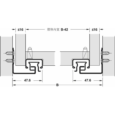 Juego guía quadro HAFELE freno extr. total 400mm