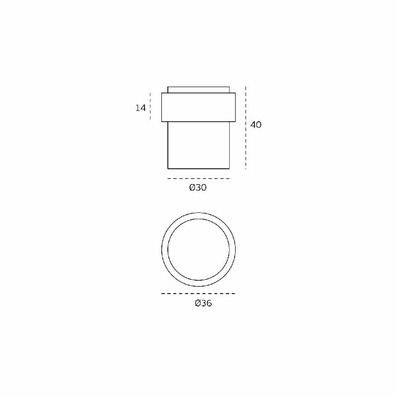 Tope puerta 30mm negro con goma