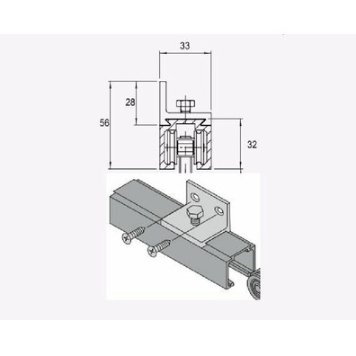 Soporte guia puerta corredera mod.5000 80kg