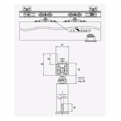 Accesorios puerta corredera 5000 PLETINA 80-120kg.