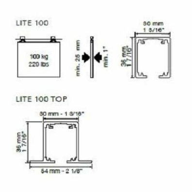 Guía corredera KLEIN LITE 100kg. 6000mm alum anoni