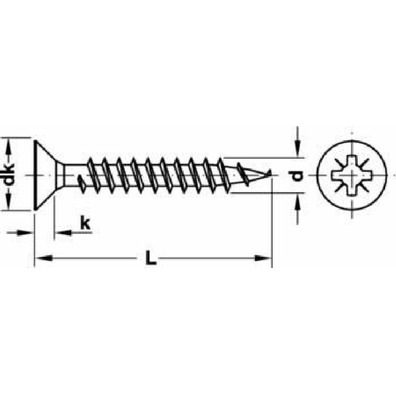 Tornillo HOSPA Ø3,5x15mm 1000u. rosca total galv.