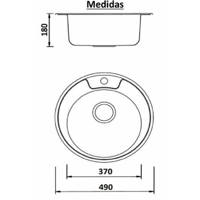 Fregadero INOX 1C redondo Ø490mm