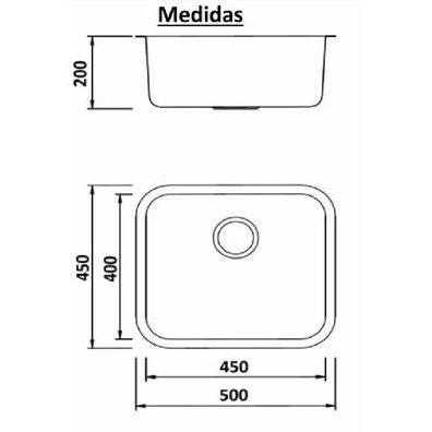 Fregadero INOX bajo encimera 500x450x200 (450x400)