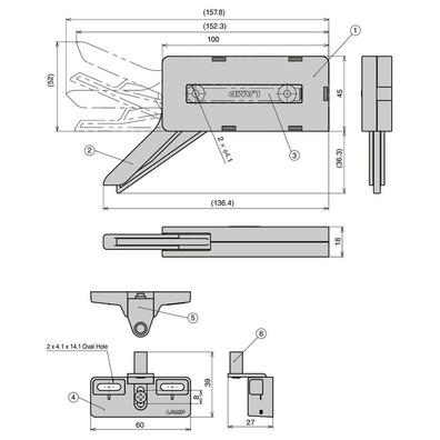 Amortiguador damper sobreponer para mueble 25-40 kg negro