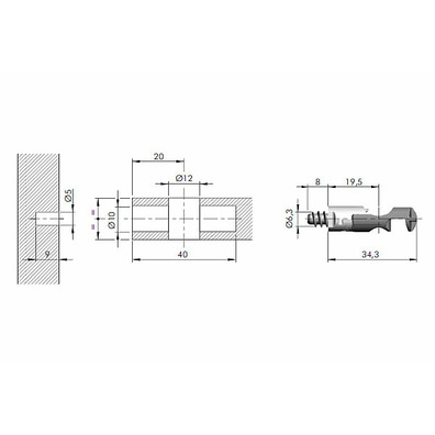 Herraje unión Target J12 eurotornillo panel 19 mm