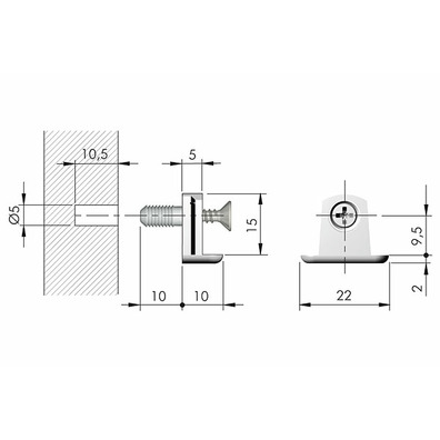 Soporte níquel herraje unión TRIS + tornillo