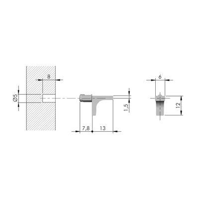 Portaestante K-line sin goma  Ø5mm