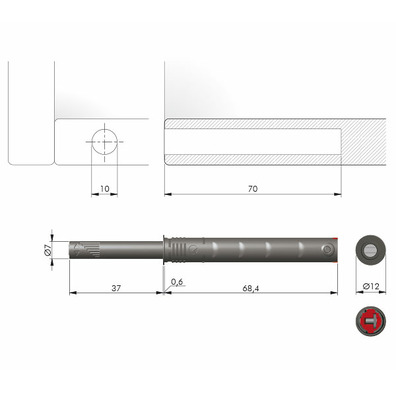 Pulsador K-PUSH embutir 37 mm STRONG Magnet Blanco