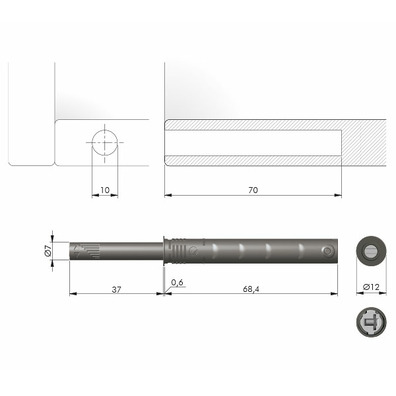 Pulsador K-PUSH embutir 37 mm LIGHT Magnet Gris