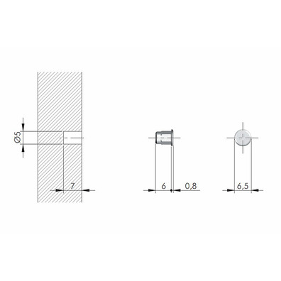 Tapón Ø5 mm estriado níquel para módulo (100 unid.)