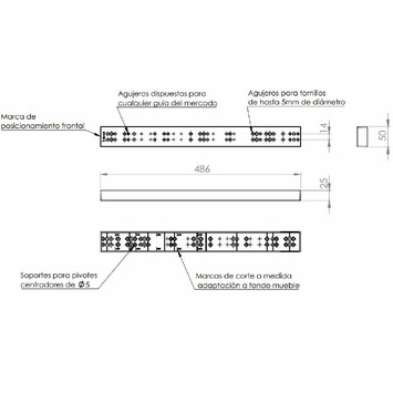 Distanciador guía antracita 486x25mm recortable