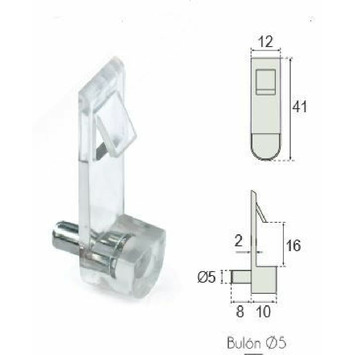 Portaestante para tablero 16mm níquel/plást.Ø5mm