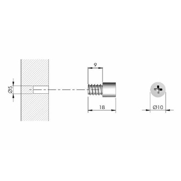 Perno Ø10 para clip zócalo
