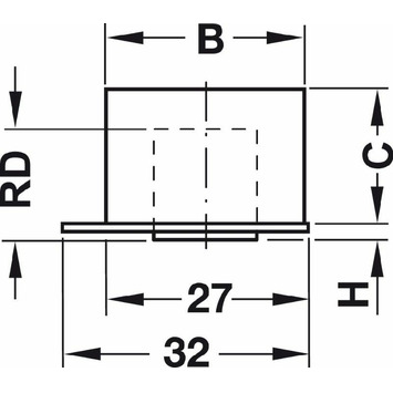 Rueda embutir ø22mm negro