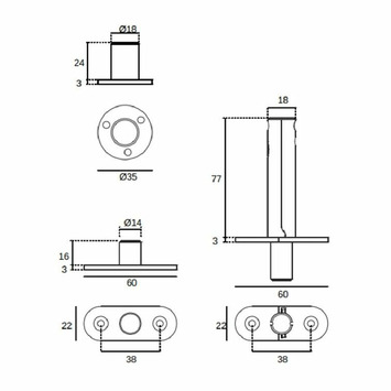 Bisagra pivotante giro libre 65kg flush