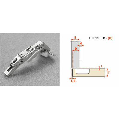 Bisagra amortiguada SALICE SILENTIA + serie 200 recta abertura 155º