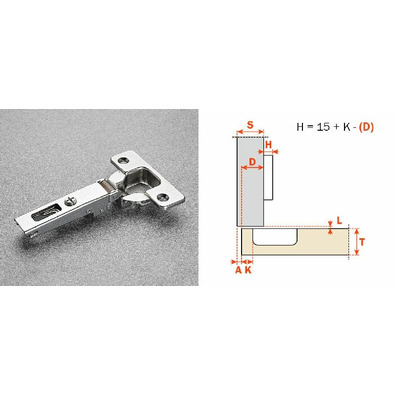 Bisagra recta SALICE PUSH Serie 200 apertura 110º