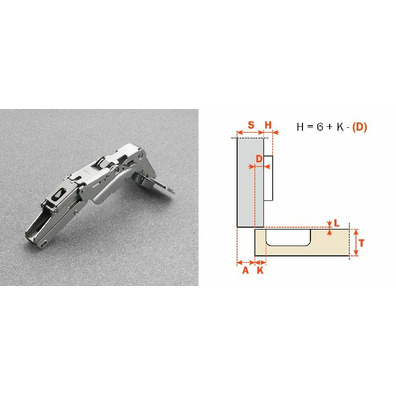 Bisagra SALICE gran desplaz.155ºacodada C2AKG99