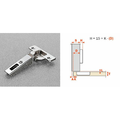 Bisagra cierre automático SALICE Serie 100 recta abertura 105º