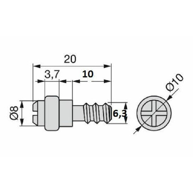 Portaestante cristal ø6,3mm con goma