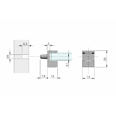 Portaestante Kristal Ø5mm níquel