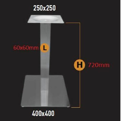 Pata península con plato cuadrada 720x400x400mm