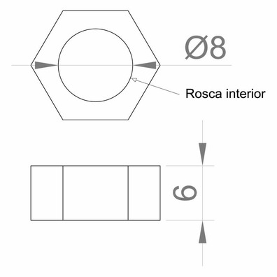 Tuerca hexagonal M8 unidad