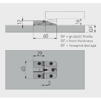 Bisagra plegable con bloqueo gris