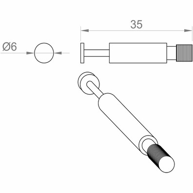 Herraje unión perno 33mm M6 níquel