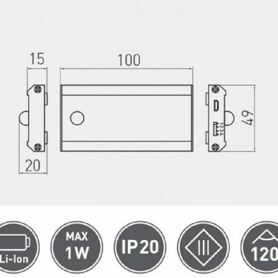 Aplique LED bateria con sensor PRESENCIA 1w