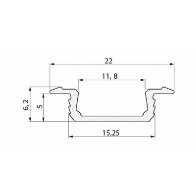 Perfil para embutir led aluminio 2000mm NEW