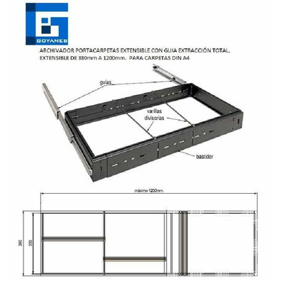 Archivador DIN A4 F.400 extensible 380-1200mm