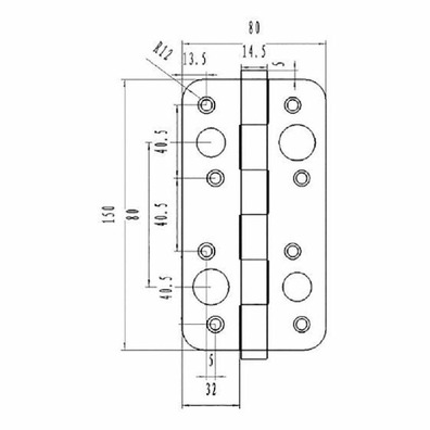 Bisagra seguridad 150x80x3 níquel